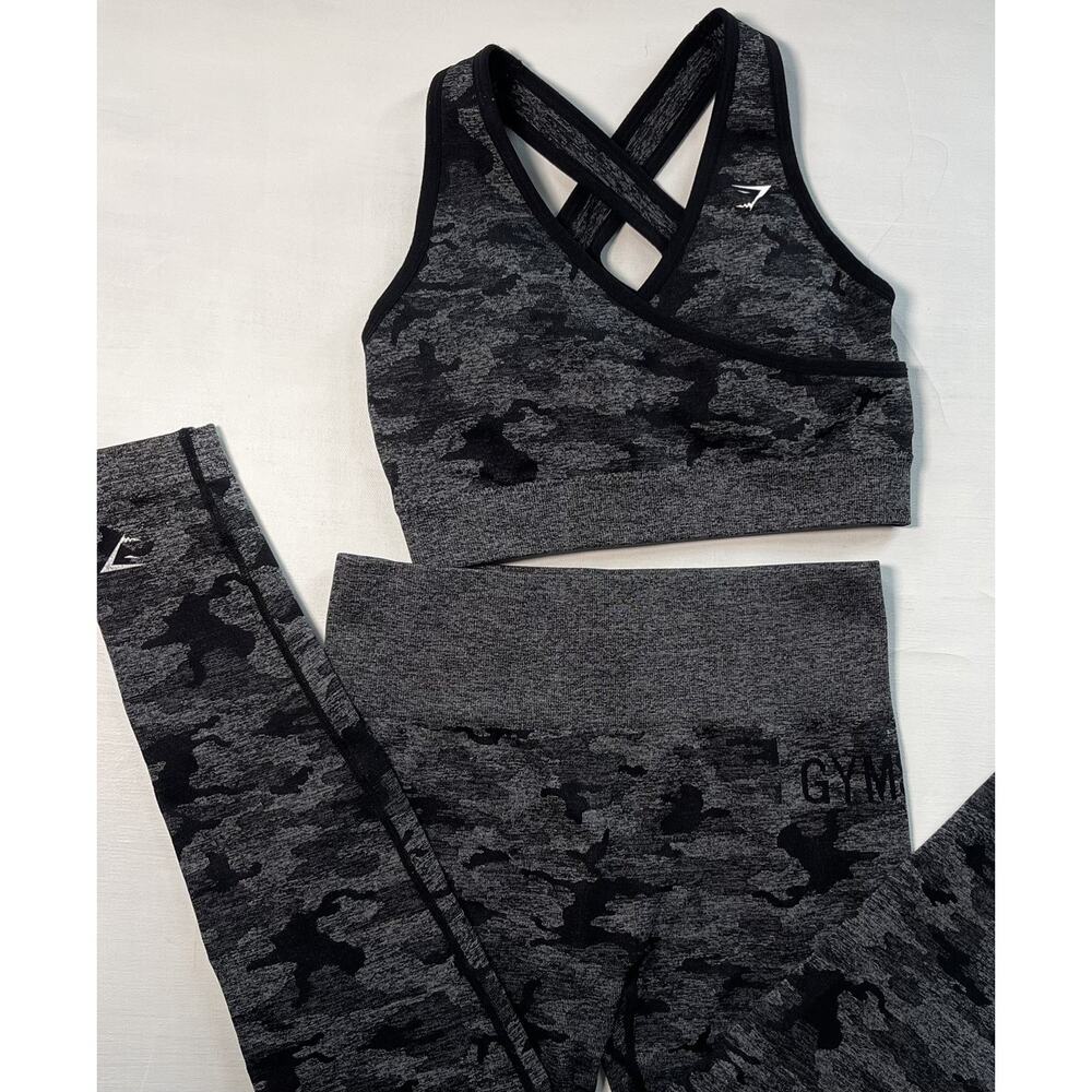 Gymshark Matching Set Camo Seamless Leggings & Bra Athletic Workout Apparel M